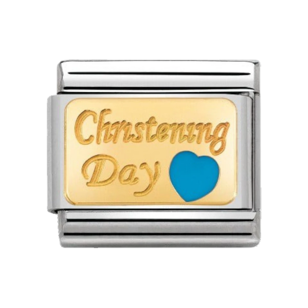 Nomination Classic Blue Christening Day Charm - 18k Gold - 030284/23