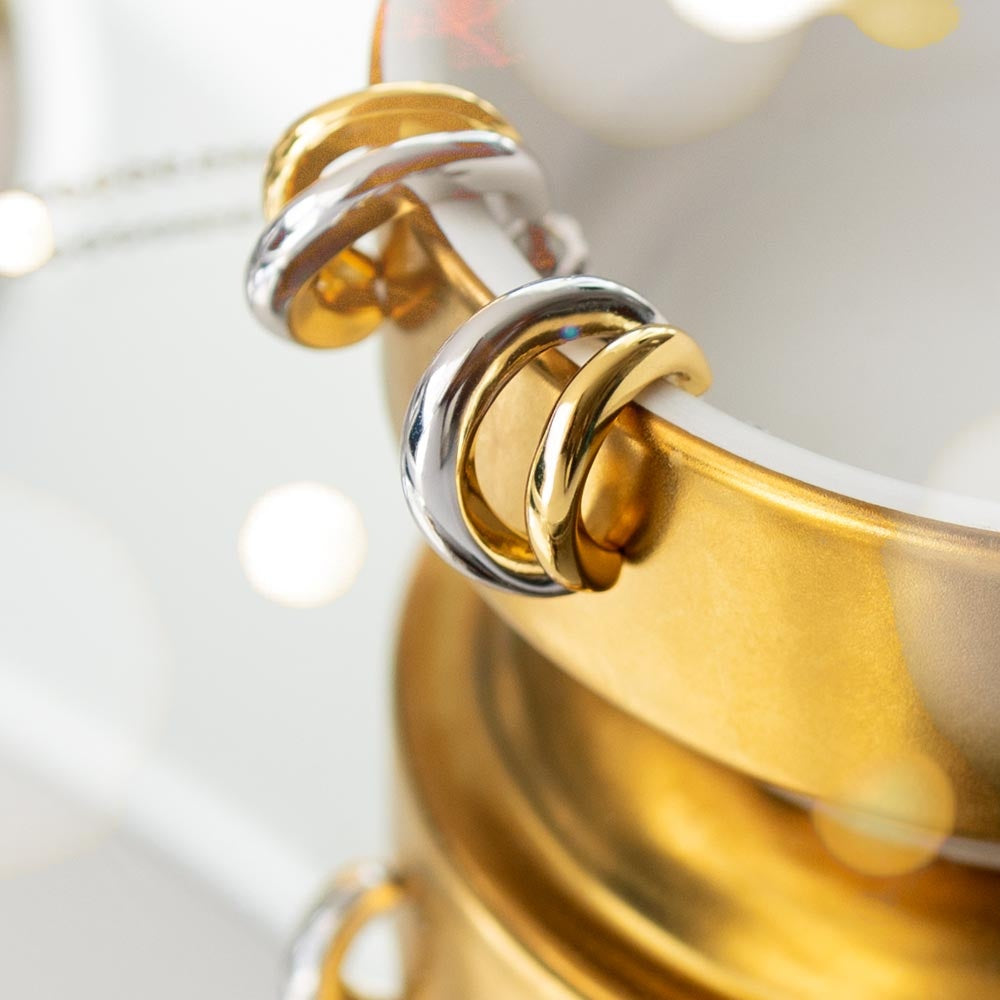 Kit Heath Bevel Cirque Link Golden Twin Hoop Earrings