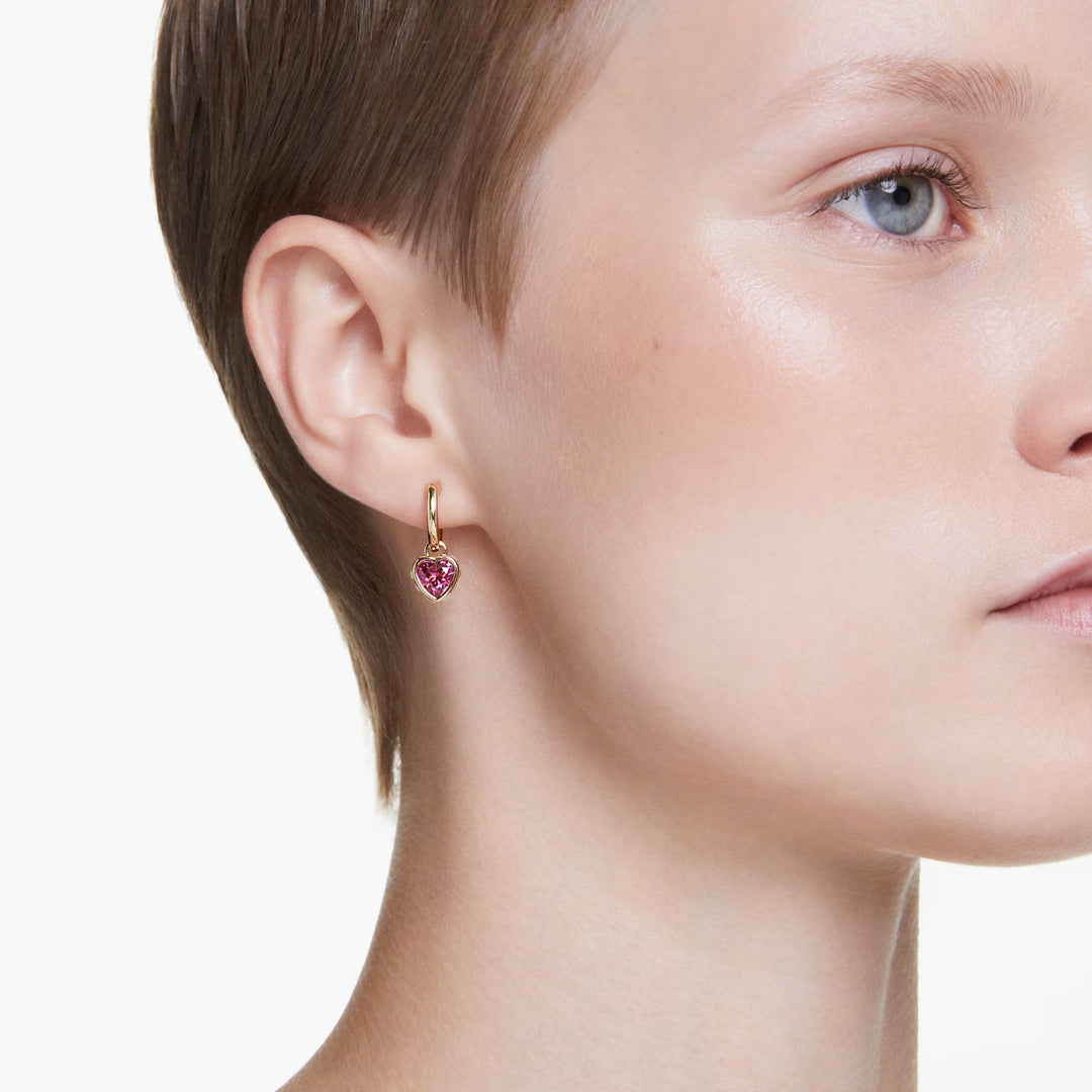 Swarovski Chroma Heart Drop Earrings - Red with Gold Tone Plating