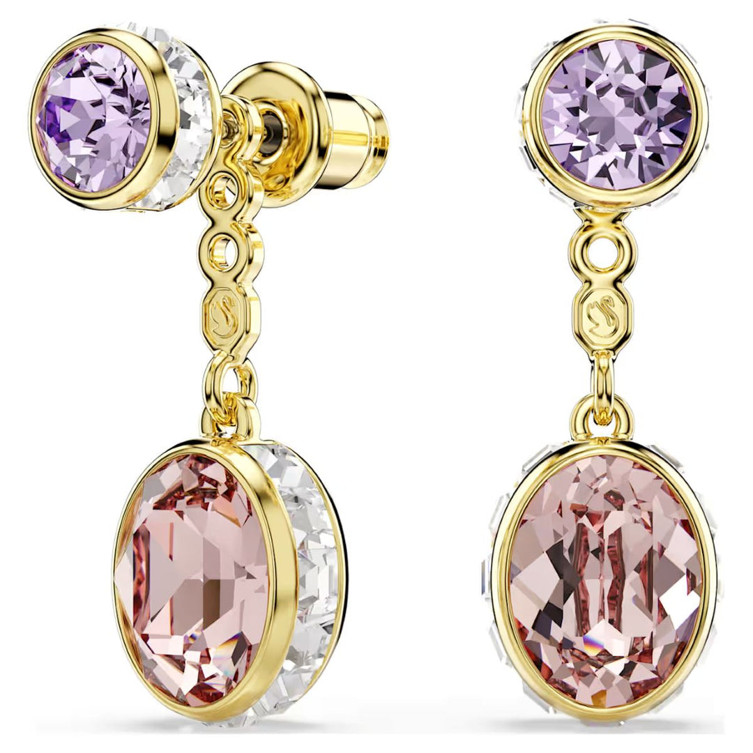 Swarovski Chroma Drop Earrings Mixed Cuts - Multicoloured with Gold Tone Plating - 5738478