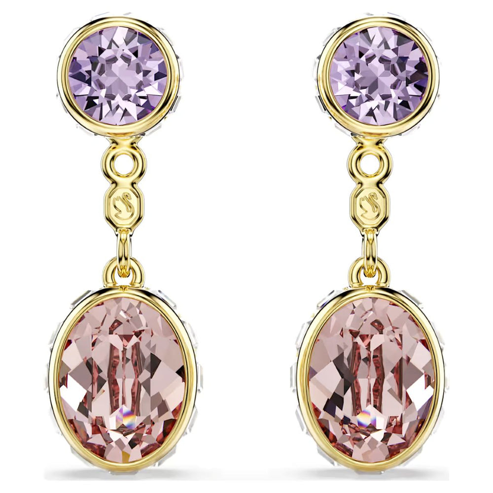 Swarovski Chroma Drop Earrings Mixed Cuts - Multicoloured with Gold Tone Plating - 5738478
