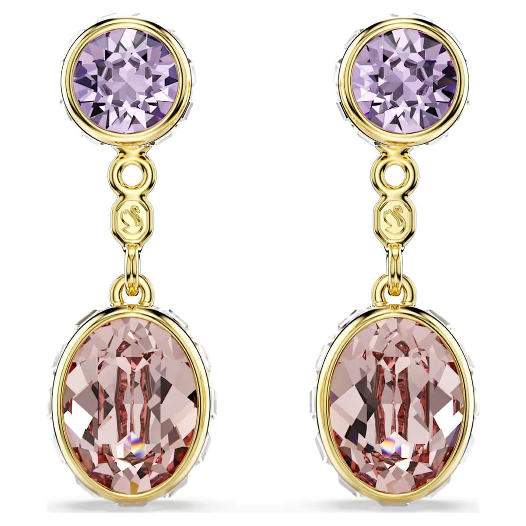 Swarovski Chroma Drop Earrings Mixed Cuts - Multicoloured with Gold Tone Plating - 5738478