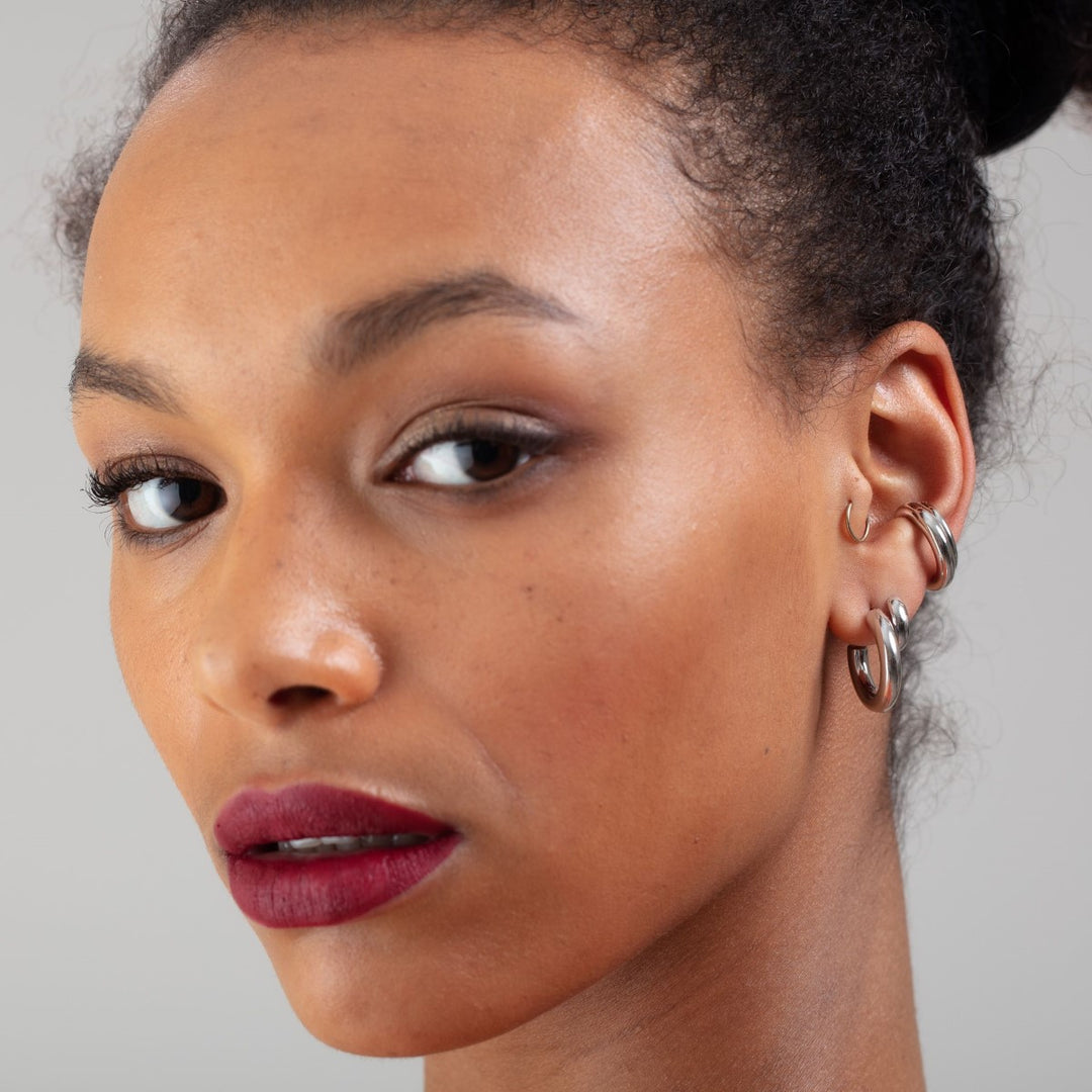 Scream Pretty Chunky Huggie Hoop Earrings - Silver