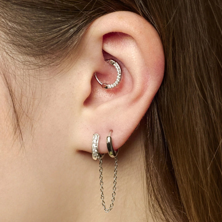 Scream Pretty Sparkling Daith Hoop Single Earring - Silver