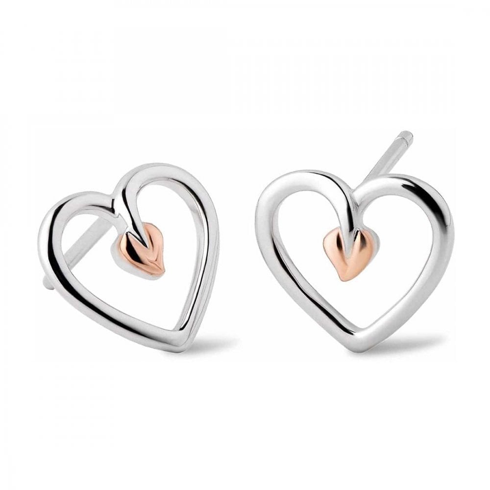 Clogau Tree of Life Small Heart Sterling Silver Stud Earrings. Item code 3STOL0704.