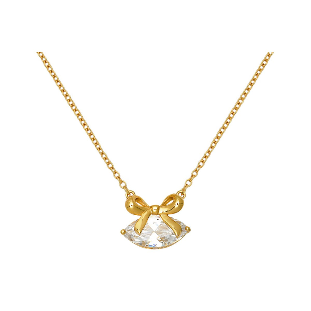 Bow Necklace Clear Cubic Zirconia Pendant