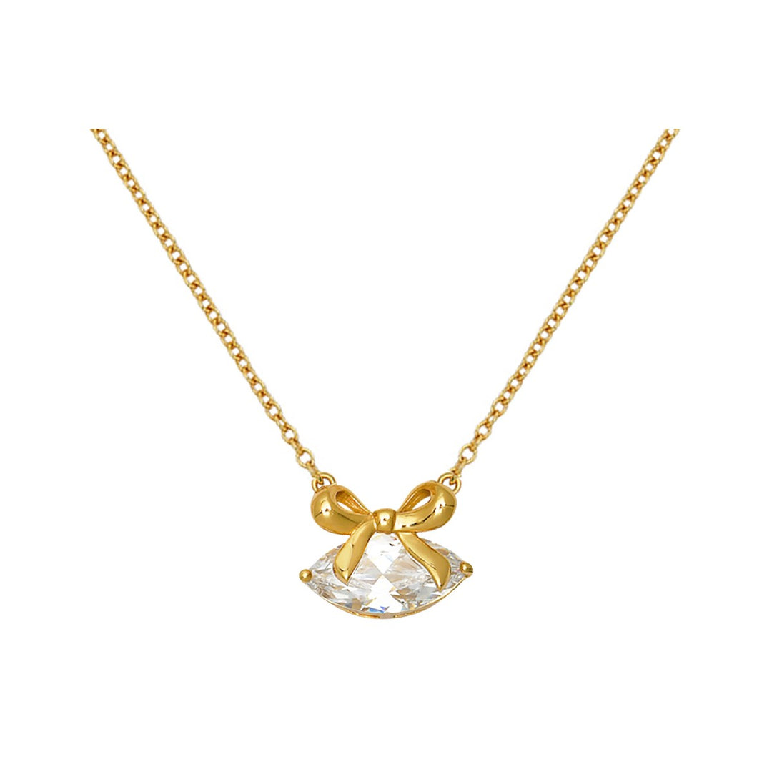 Amelia Scott Amelia Bow Gold Necklace with Clear Cubic Zirconia AS22TRN90