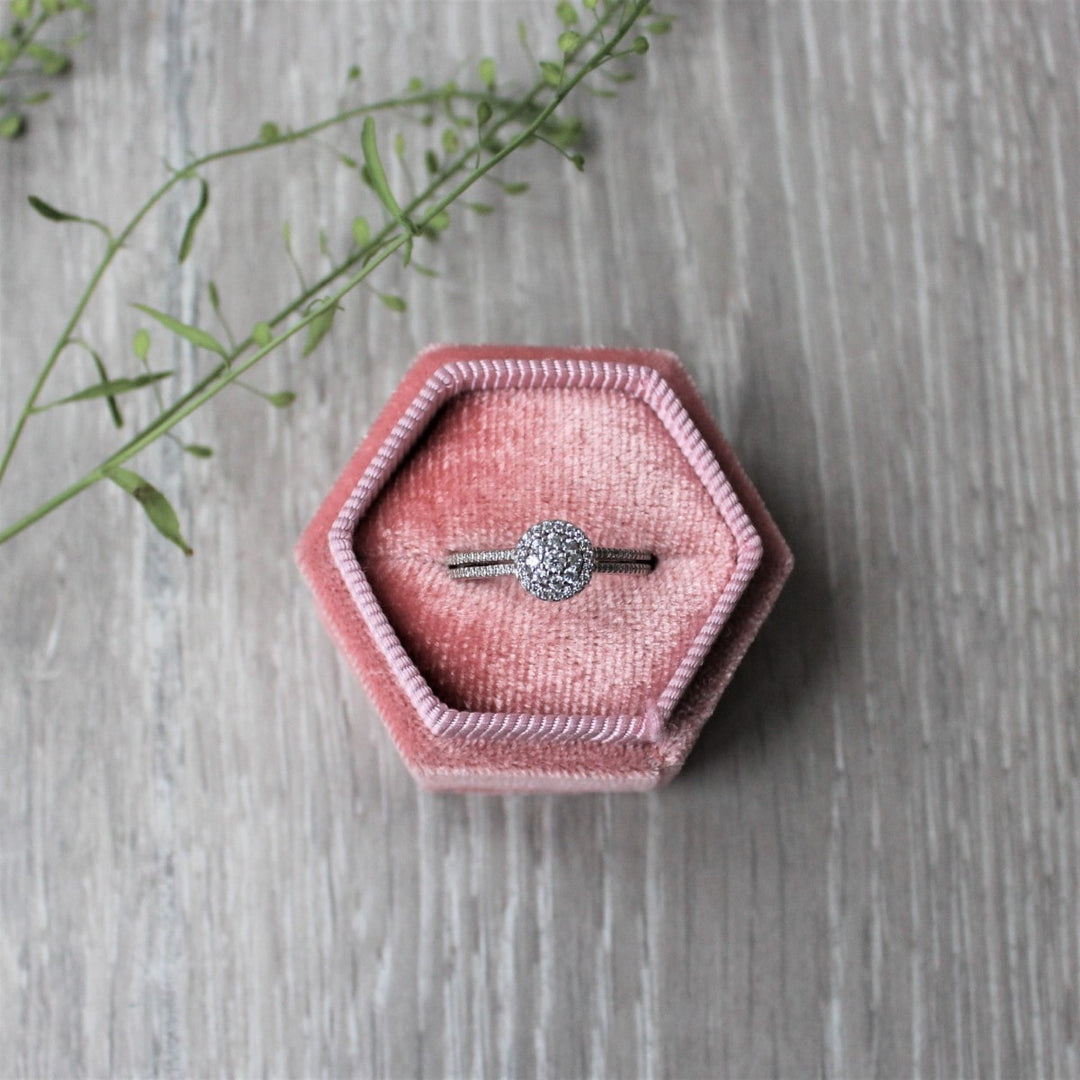 Double band cluster engagement ring