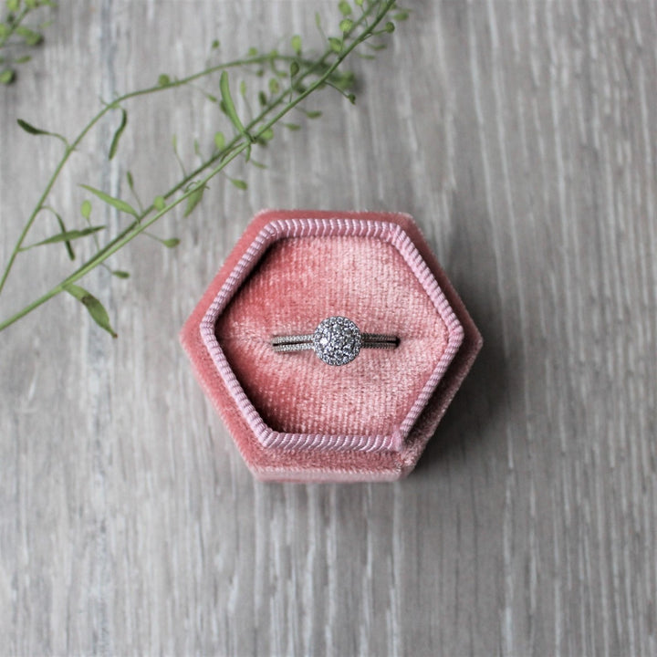 Double band cluster engagement ring