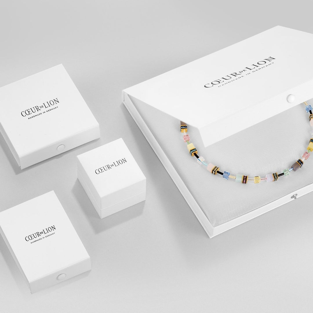 Coeur De Lion GEOCUBE Pierced Earrings - Polaris and Rhinestone Multicolour