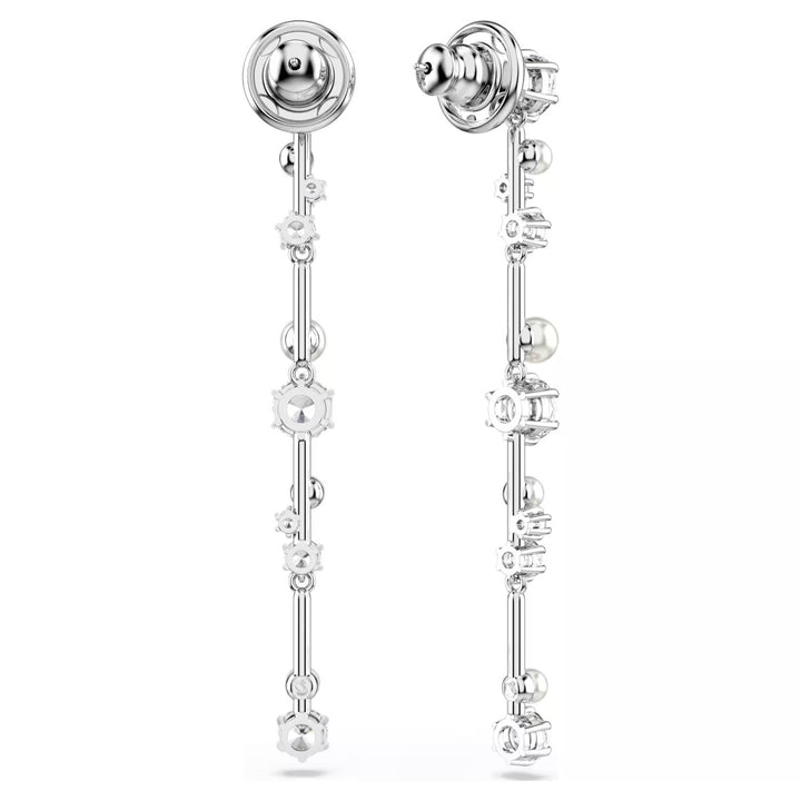 Swarovski Constella Drop Earrings Crystal Pearl - White with Rhodium Plating 5705614