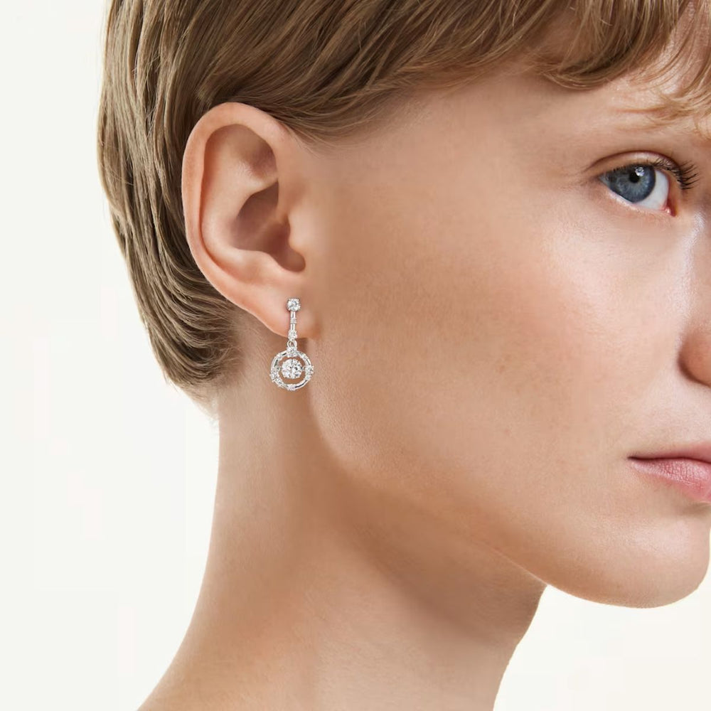 Swarovski Constella Drop Earrings Round Cut Dancing Stone - 5738194