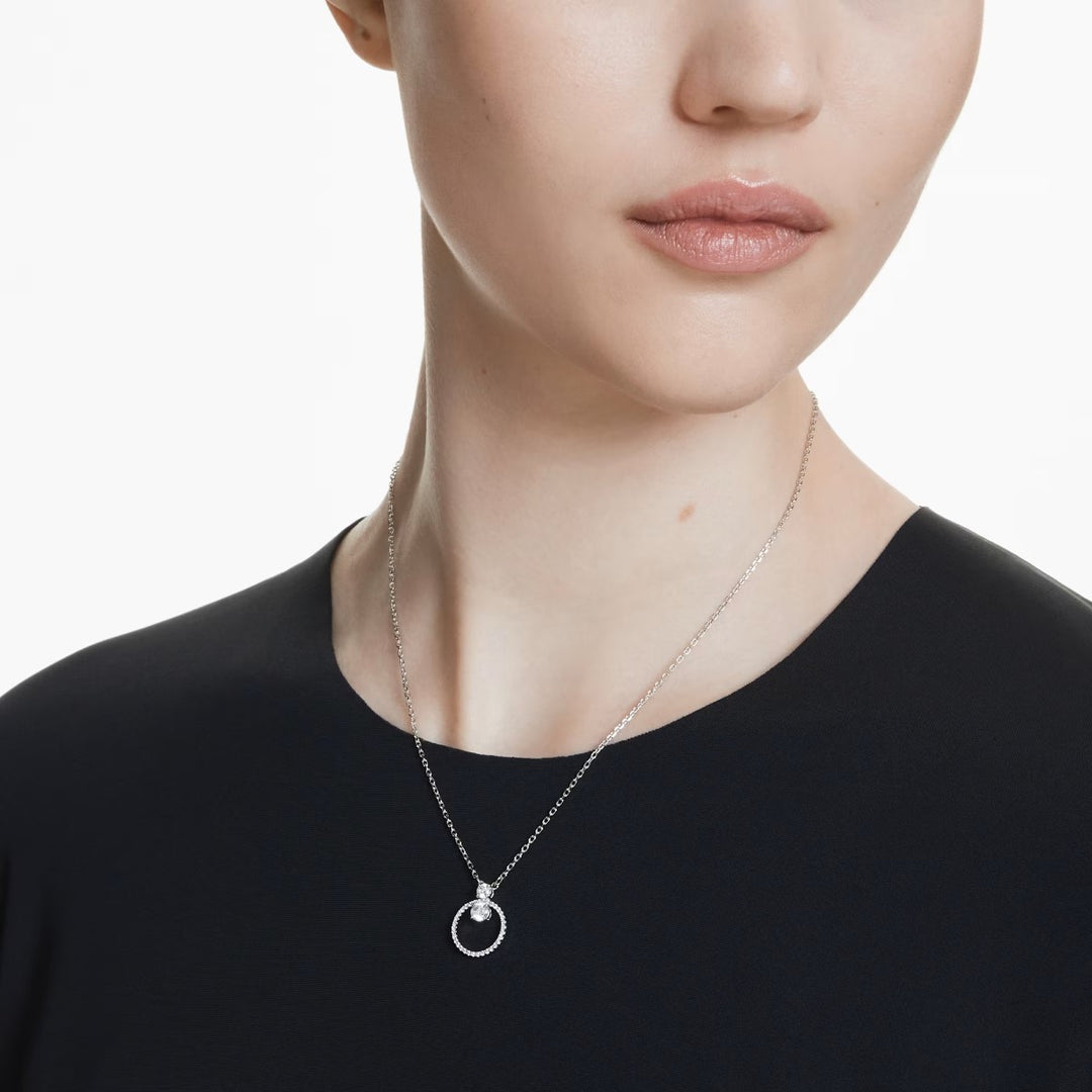 Swarovski Constella Round Cut Pendant - White with Rhodium Plating 5692261