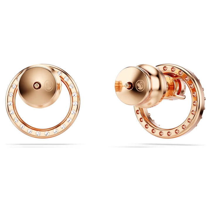Swarovski Constella Round Cut Stud Earrings - White with Rose Gold Tone Plating 5692263