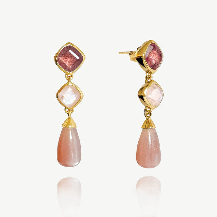 Sarah Alexander Coral Bay Gemstone Drop Stud Earrings