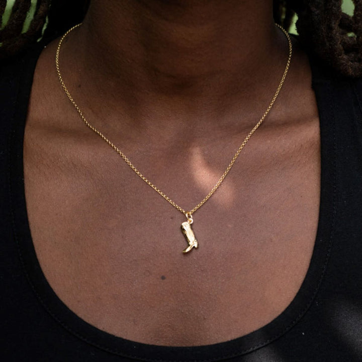 Scream Pretty Cowboy Boot Necklace - Gold Plated - spcngcobo-1