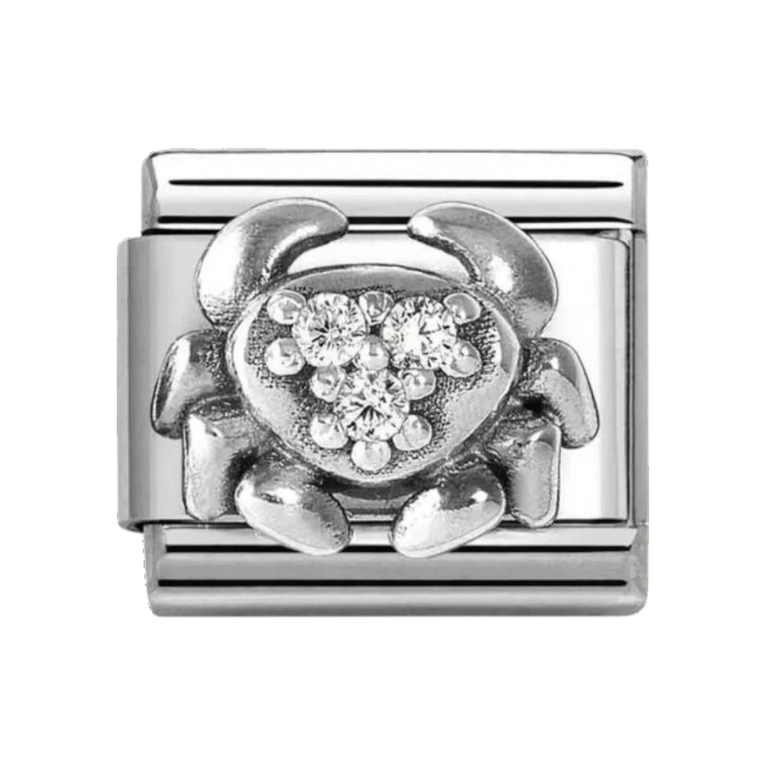 Nomination Classic Silver and Zirconia Crab Cancer Charm. Item code 330326/04
