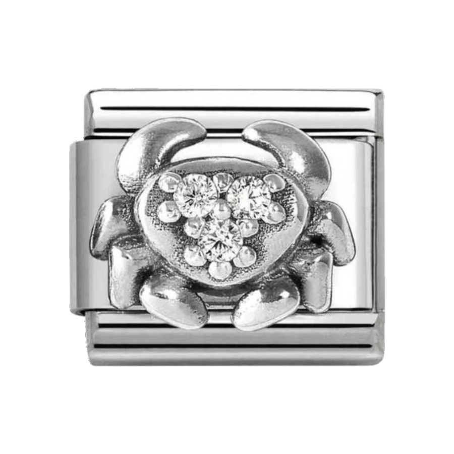 Nomination Classic Silver and Zirconia Crab Cancer Charm. Item code 330326/04