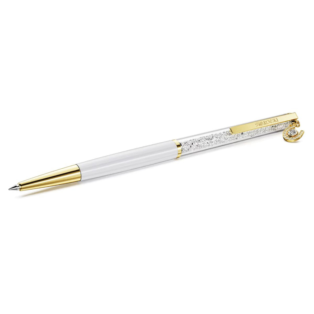 Swarovski Crystalline Ballpoint Pen Horseshoe - White Lacquered with Gold Tone Plating