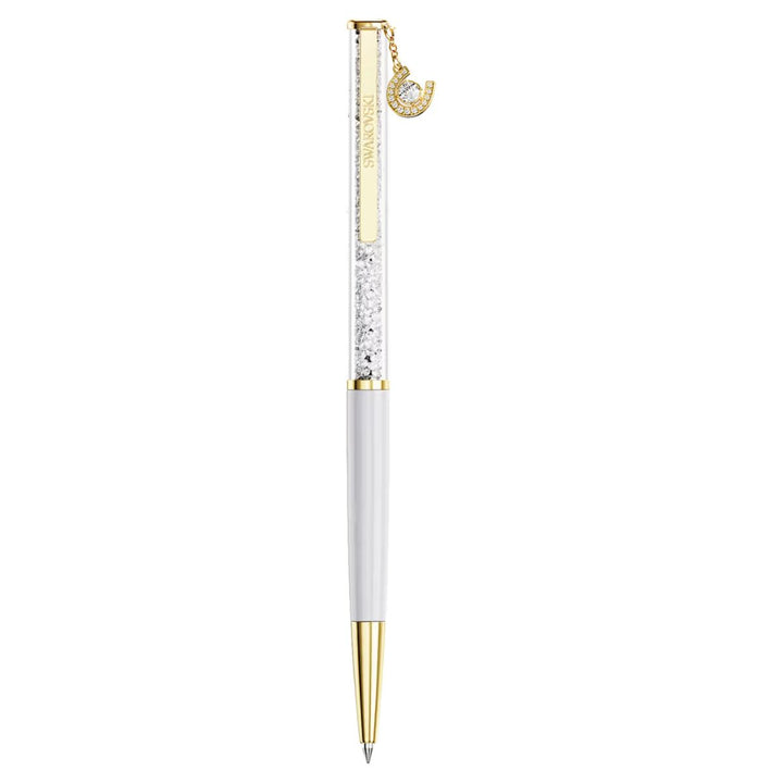 Swarovski Crystalline Ballpoint Pen Horseshoe - White Lacquered with Gold Tone Plating