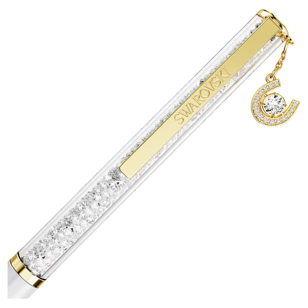 Swarovski Crystalline Ballpoint Pen Horseshoe - White Lacquered with Gold Tone Plating