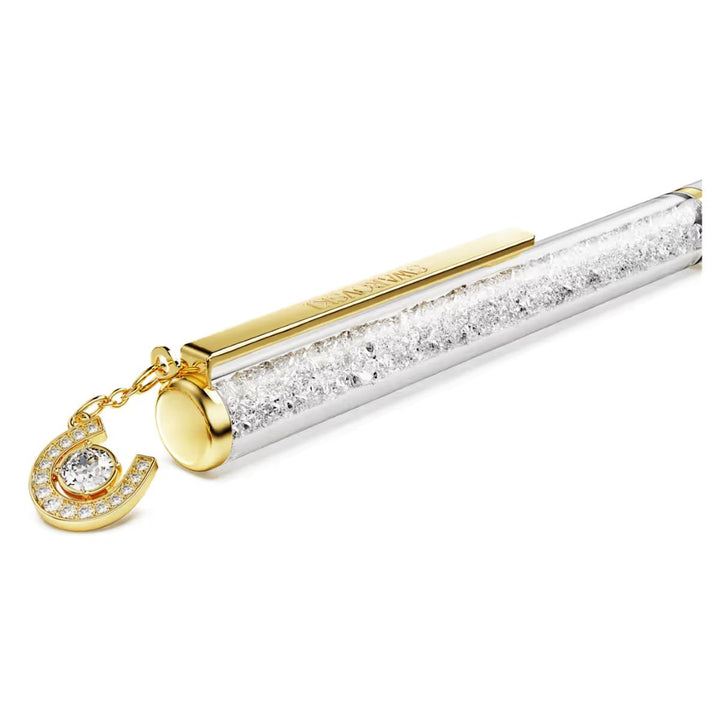 Swarovski Crystalline Ballpoint Pen Horseshoe - White Lacquered with Gold Tone Plating