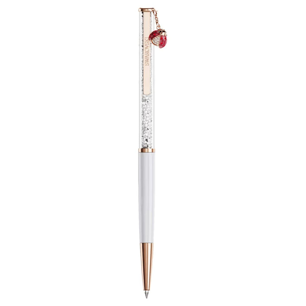 Swarovski Crystalline Pen Ladybird - White Red Lacquered with Rose Gold Tone Plating - 5732981