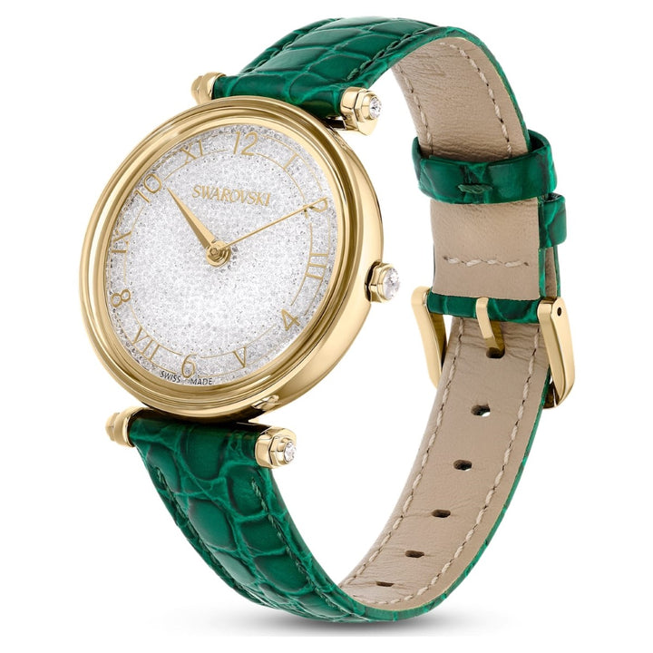Swarovski Crystalline Wonder Watch - Green and Gold Tone with Leather Strap 5656893