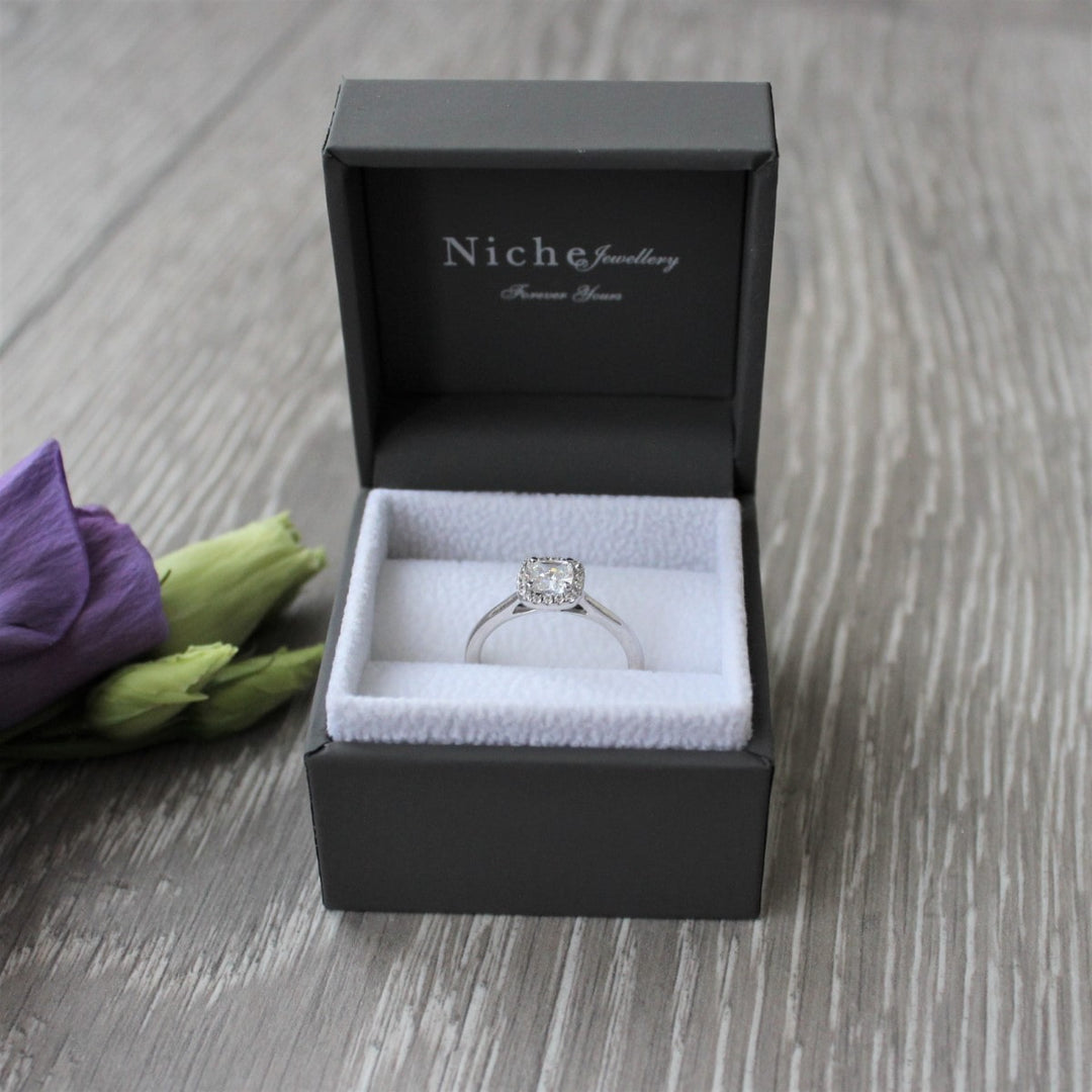 Cushion Cut Diamond Halo Engagement Ring