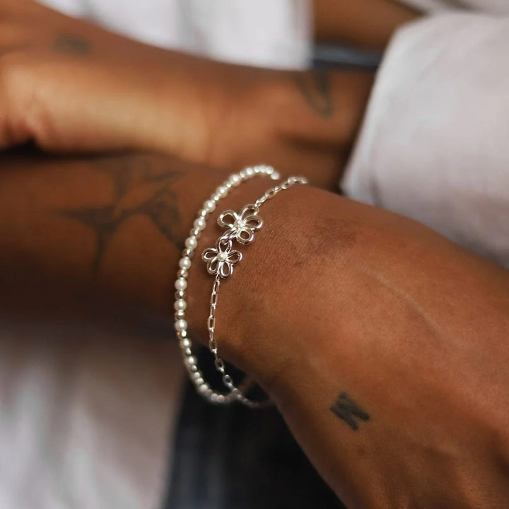 Daisy Bow Bracelet - Silver BPBR01_SLV