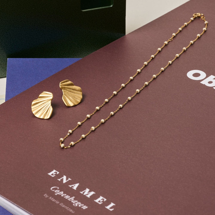 Enamel Copenhagen Wave Gold Earrings. Item code E70GM.