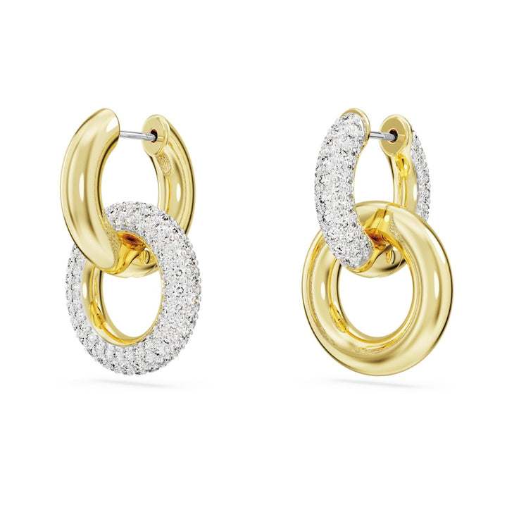 Swarovski Dextera Hoop Earrings Interlocking Loop - White with Gold Tone Plating 5668818