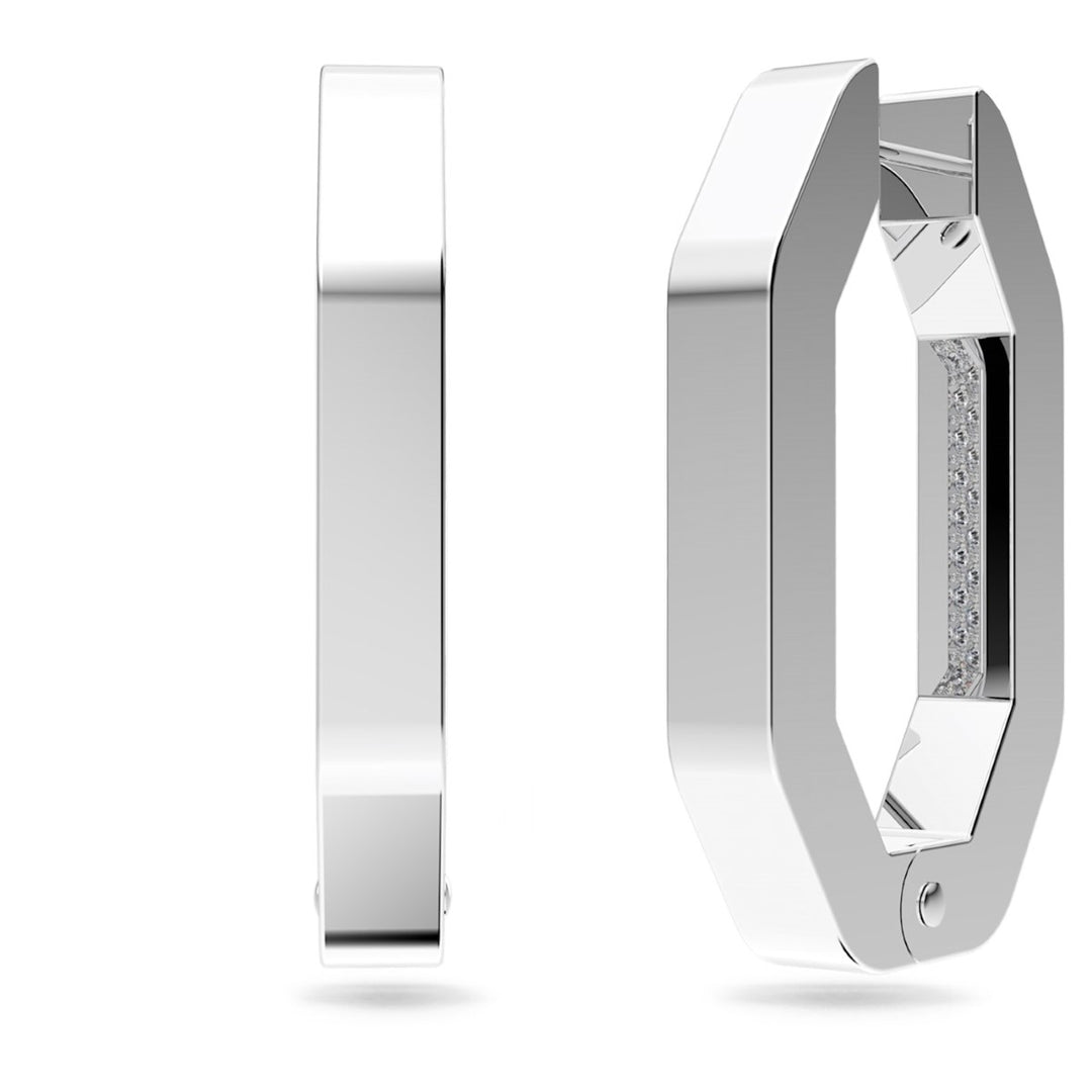 Swarovski Dextera Hoop Earrings Medium - White with Rhodium Plating 5618308