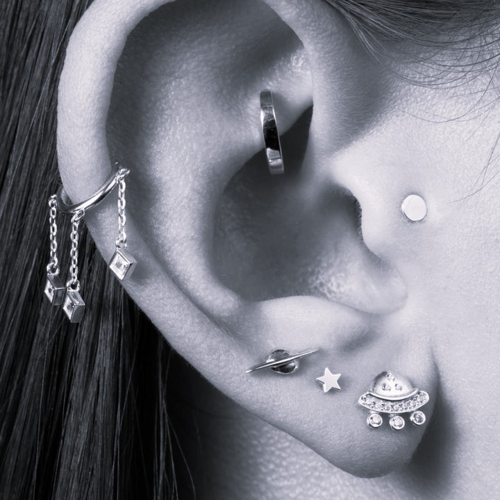 Tish Lyon 14ct White Gold Disc Threadless Labret Single Earring