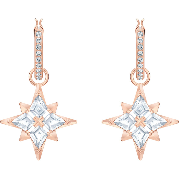 Swarovski Symbolic Star Hoop Pierced Earrings, White, Rose Gold Plating 5494337 