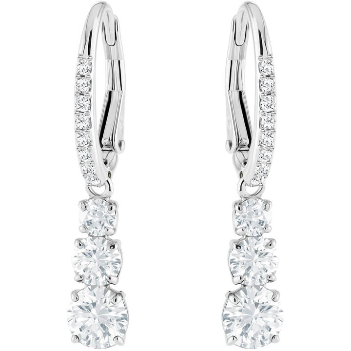 Swarovski Attract Trilogy Round Pierced Earrings, White, Rhodium Plating 5416155