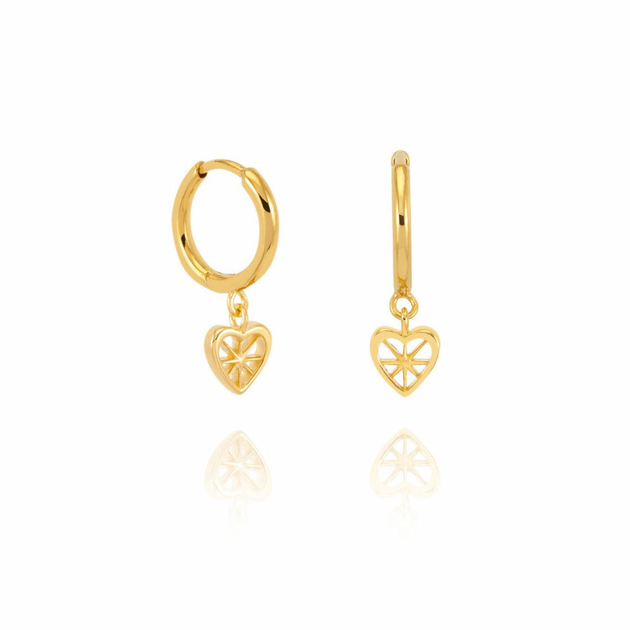 Rachel Jackson Love Story Heart Huggie Hoop Earrings Gold DSE13GP