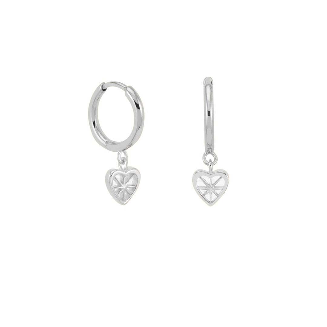 Rachel Jackson Love Story Heart Huggie Hoop Earrings Silver DSE13S