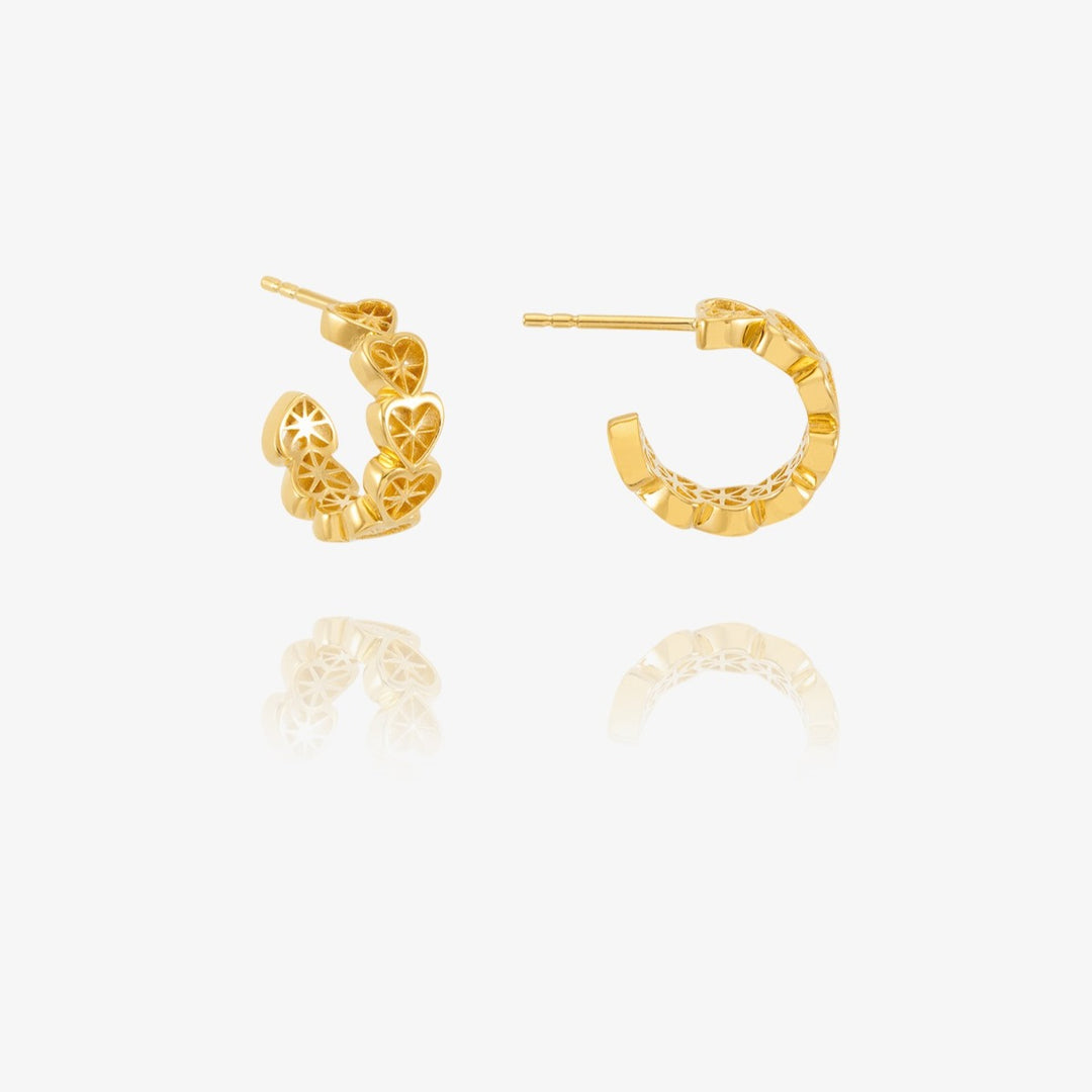 Rachel Jackson Mini Love Story Heart Hoop Earrings Gold DSE15GP