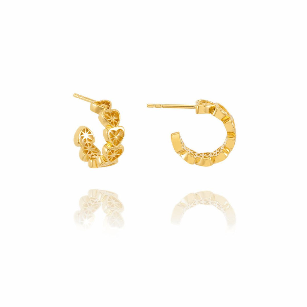 Rachel Jackson Mini Love Story Heart Hoop Earrings Gold DSE15GP