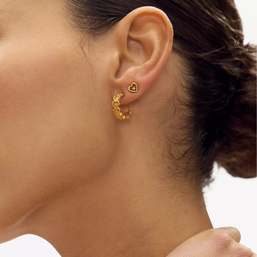Rachel Jackson Mini Love Story Heart Hoop Earrings Gold DSE15GP