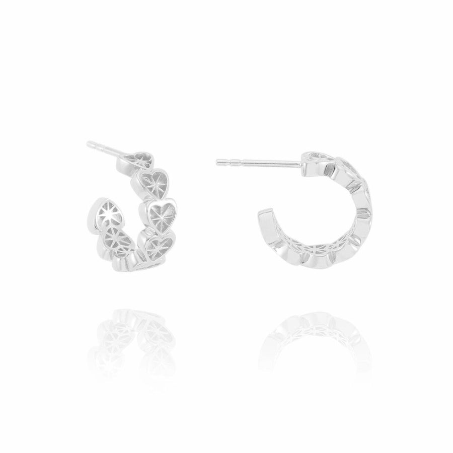 Rachel Jackson Mini Love Story Heart Hoop Earrings Silver DSE15S