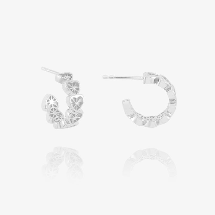 Rachel Jackson Mini Love Story Heart Hoop Earrings Silver DSE15S