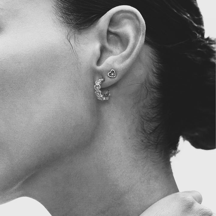 Rachel Jackson Mini Love Story Heart Hoop Earrings Silver DSE15S