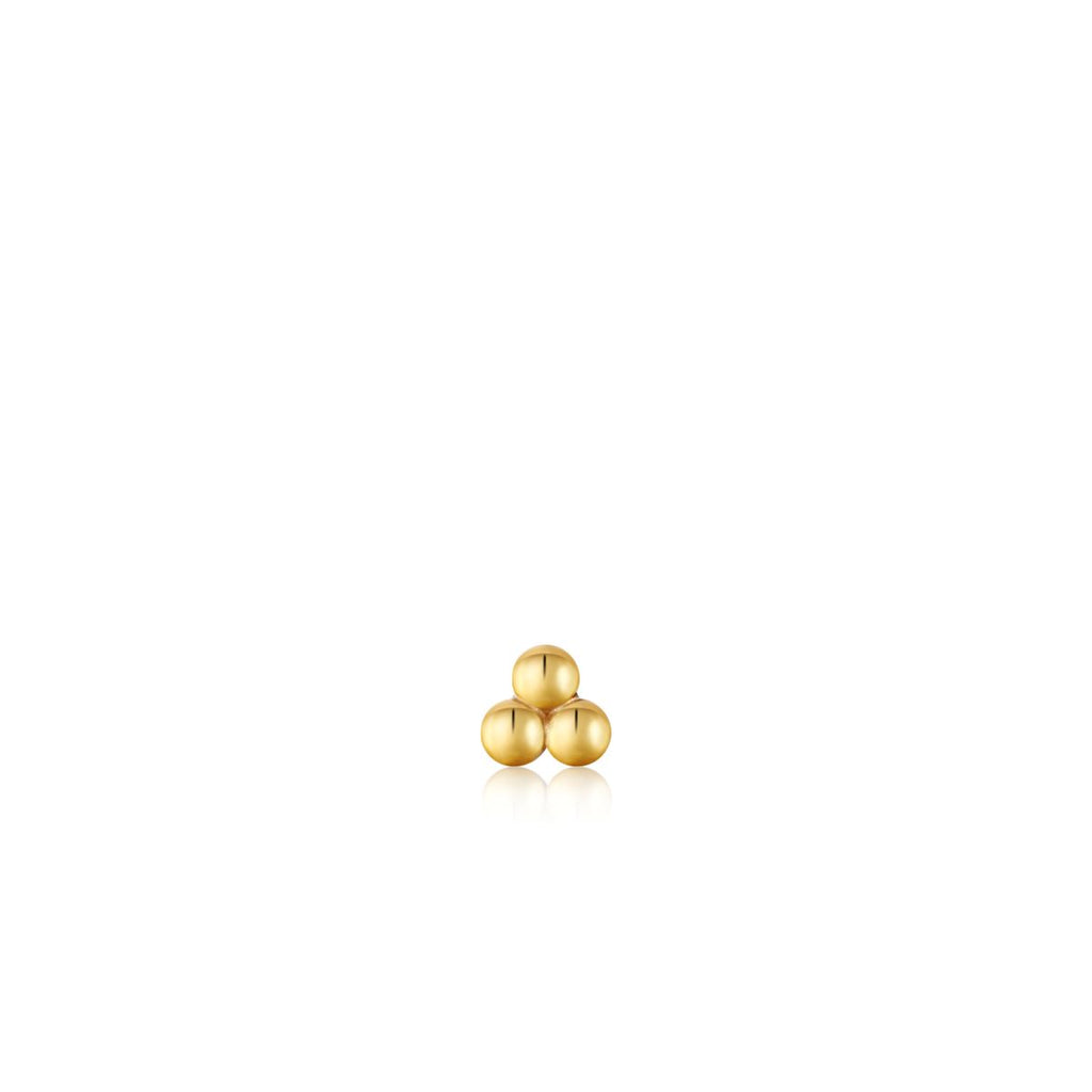 Ania Haie Triple Ball Barbell Gold Single Earring