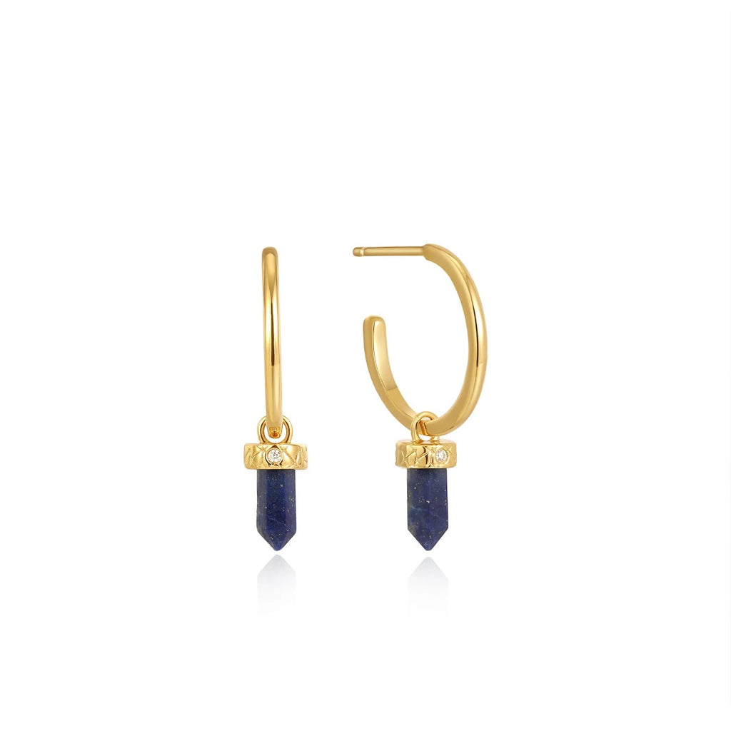 Lapis Point Pendant Small Hoop Earrings
