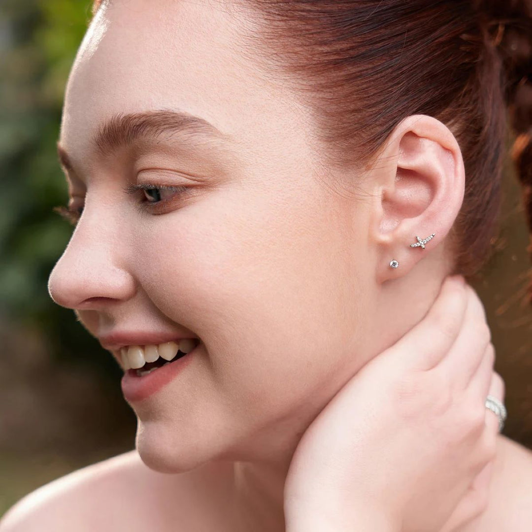 Ania Haie Kiss PavÃ© Stud Earrings - Silver - E057-02H