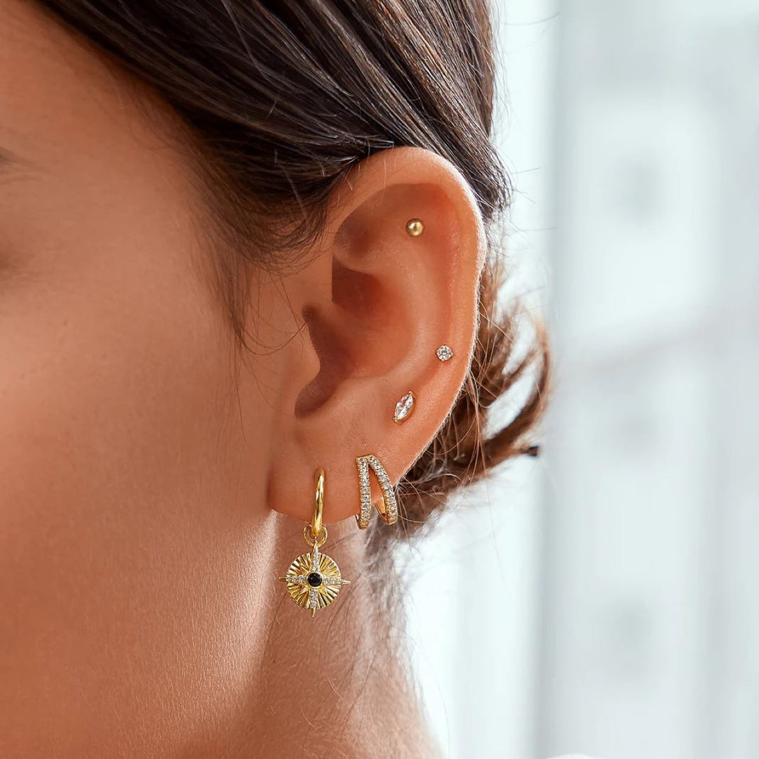 Ania Haie Astrolabe Charm Huggie Hoop Gold Earrings - E059_20G