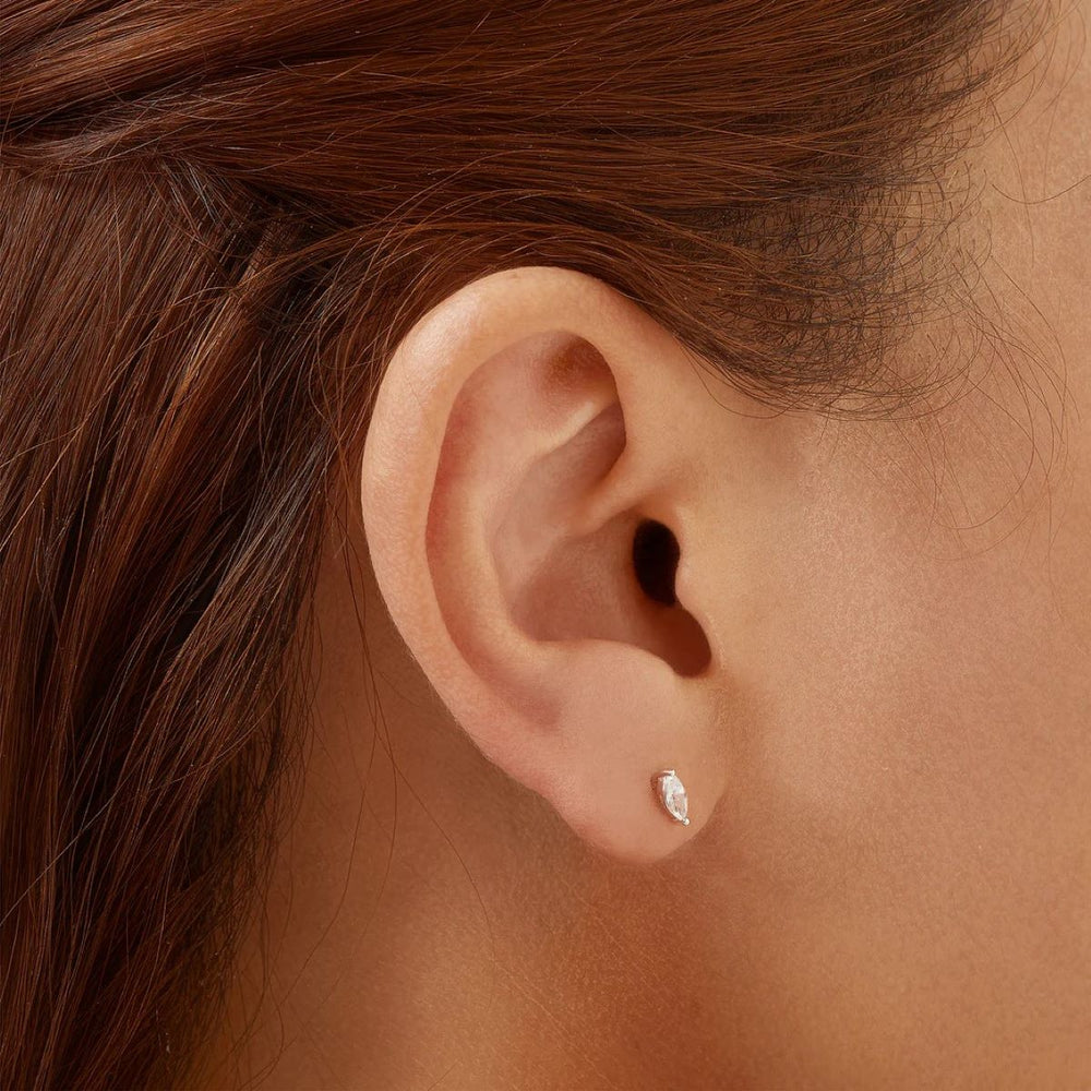 Ania Haie Marquise Solitaire Silver Stud Earrings - E059_02H