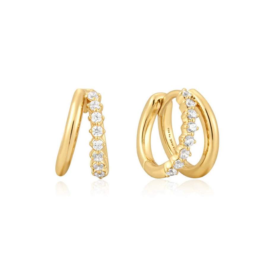 Ania Haie Double Mixed Huggie Hoop Gold Earrings - E059_15G